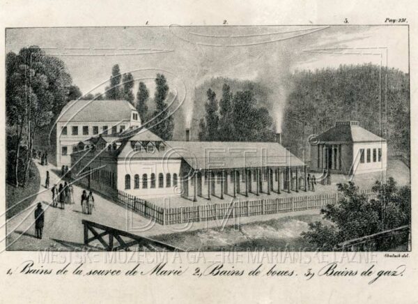 Mariiny, slatinné a plynové lázně v 1. polovině 19. století
