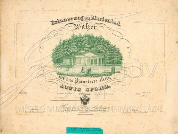 Titulní strana partitury „Erinnerung an Marienbad“ v úpravě pro piano forte z roku 1834
