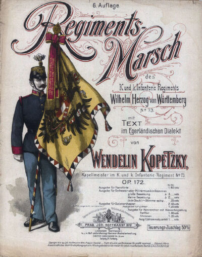 Titulní strana pochodu známého jako „Egerländer Marsch“ od Wendelina Kopetzkého