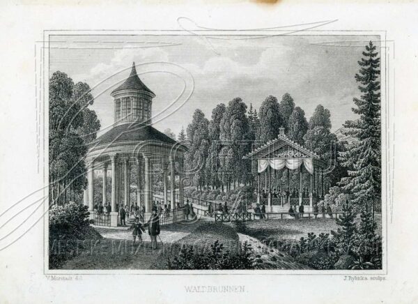 Lesní pramen s hudebním pavilonem v 2. polovině 19. století