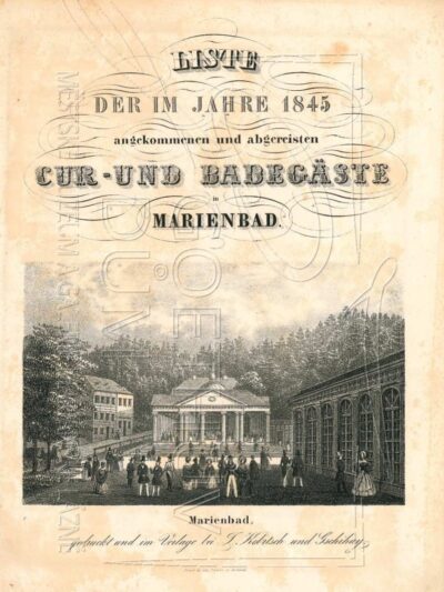 Záznam o příjezdu manželů Wagnerových v seznamu lázeňských hostů z roku 1845