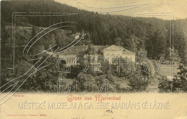 Kavárna Bellevue na pohlednici z doby okolo roku 1900