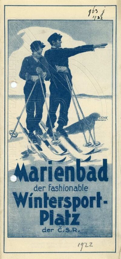 Reklamní leták Mariánských Lázní coby moderního střediska zimních sportů z počátku z roku 1922