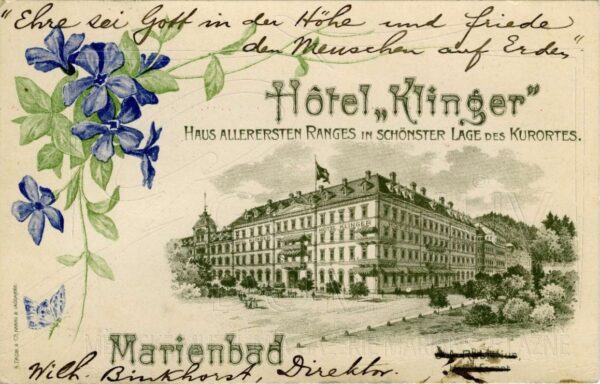 Mariánskolázeňský Hotel Klinger s dependancemi „Halbmayr’s Haus“ (č. p. 32), „Maxhof“ (č. p. 141) a „Fürstenhof“ (č. p. 100) byl na konci 19. století předním podnikem ve městě.
