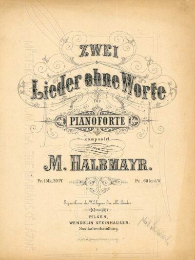 Titulní strana Halbmayrova díla z majetku Julie H. Schildbach, poslední soukromé majitelky Domu Goethe, v němž v současnosti sídlí muzeum